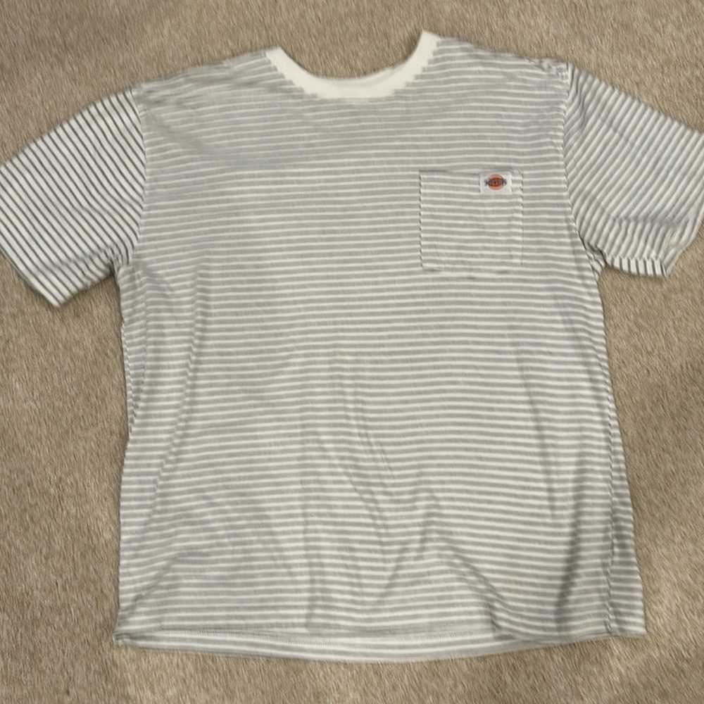 Dickies Short Sleeve Pocket T, White Stripe Size X-Large